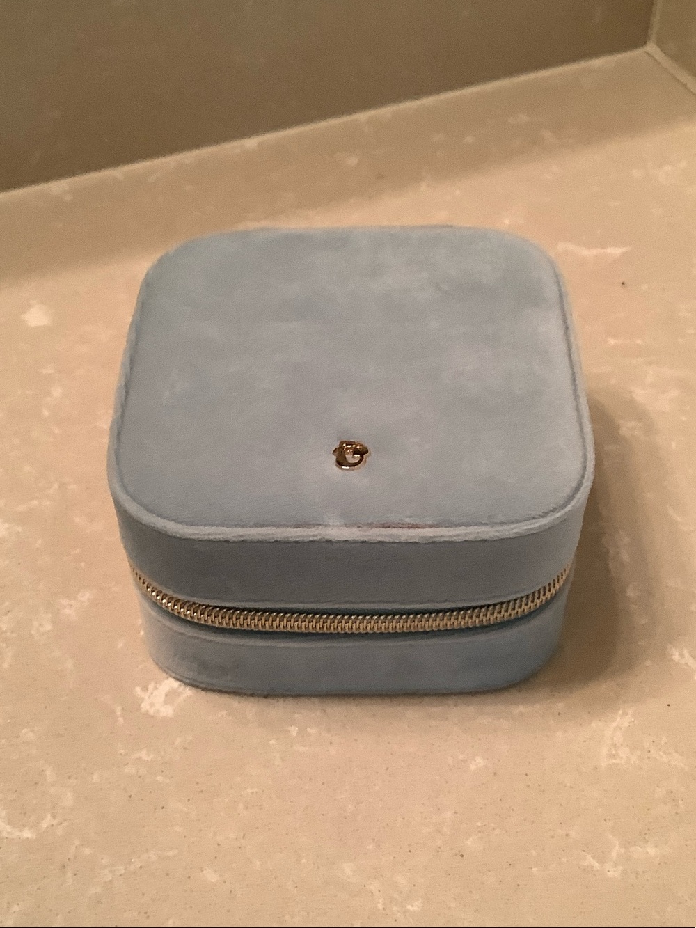 Spartina 449 Blue Velvet Jewelry Travel Case with Gold Zip